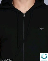 Men's Casual Hooded Tshirt - S, Black, Cotton, Pack of:1